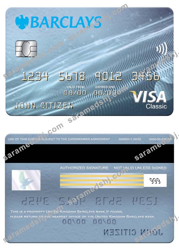 United Kingdom Barclays bank visa classic card
